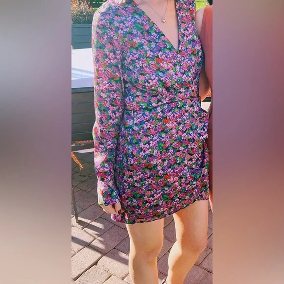 Zara | Dresses | Zara Long Sleeve Floral Mini Dress | Poshmark